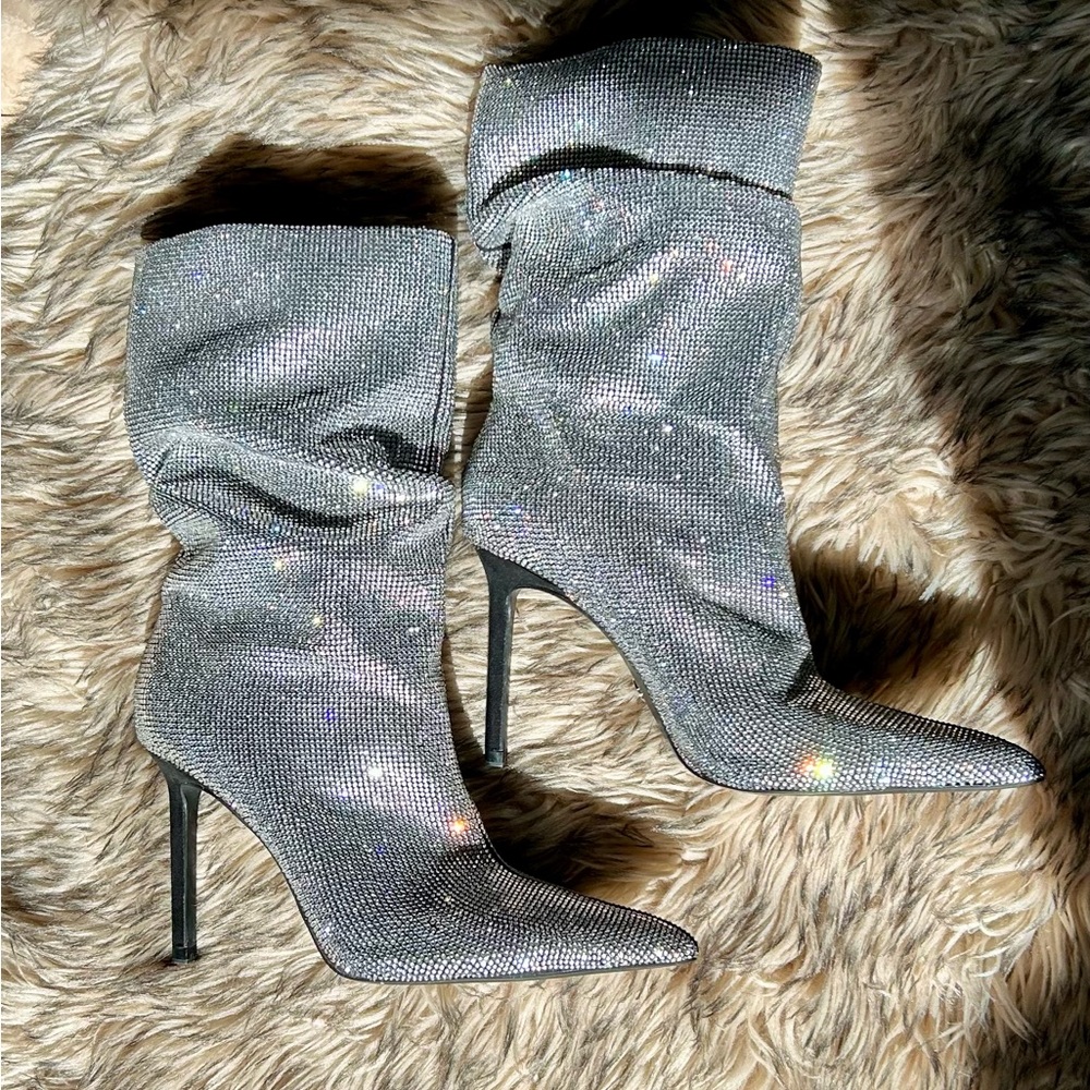ZARA Elegant Silver Stiletto Boots